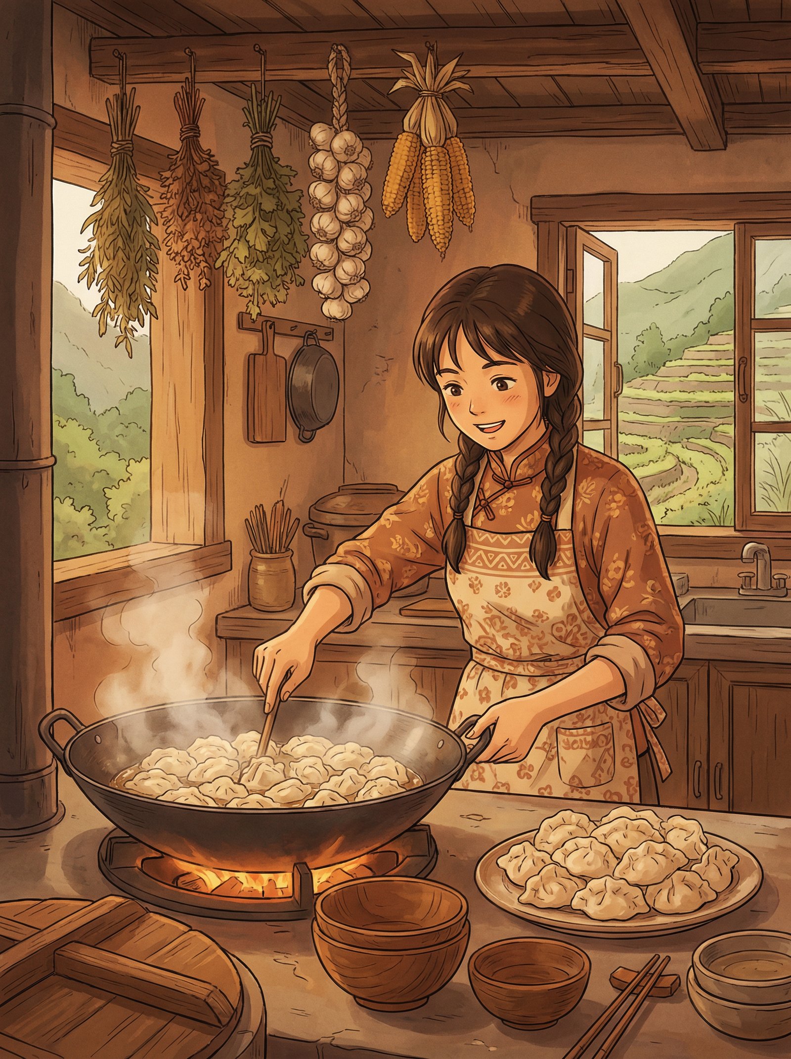 抖音风动漫-乡村美食